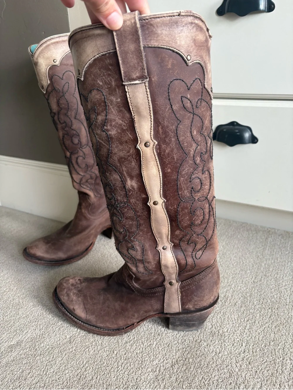Corral Brown and Tan Over-the-Knee Western Boots